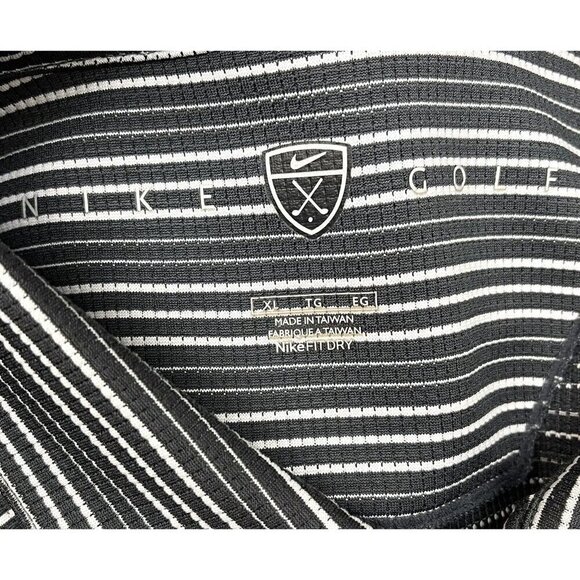 NIKE GOLF Fit Dry Performance Mens XL Black/White Striped S/S Polo Shirt EUC - Picture 3 of 8